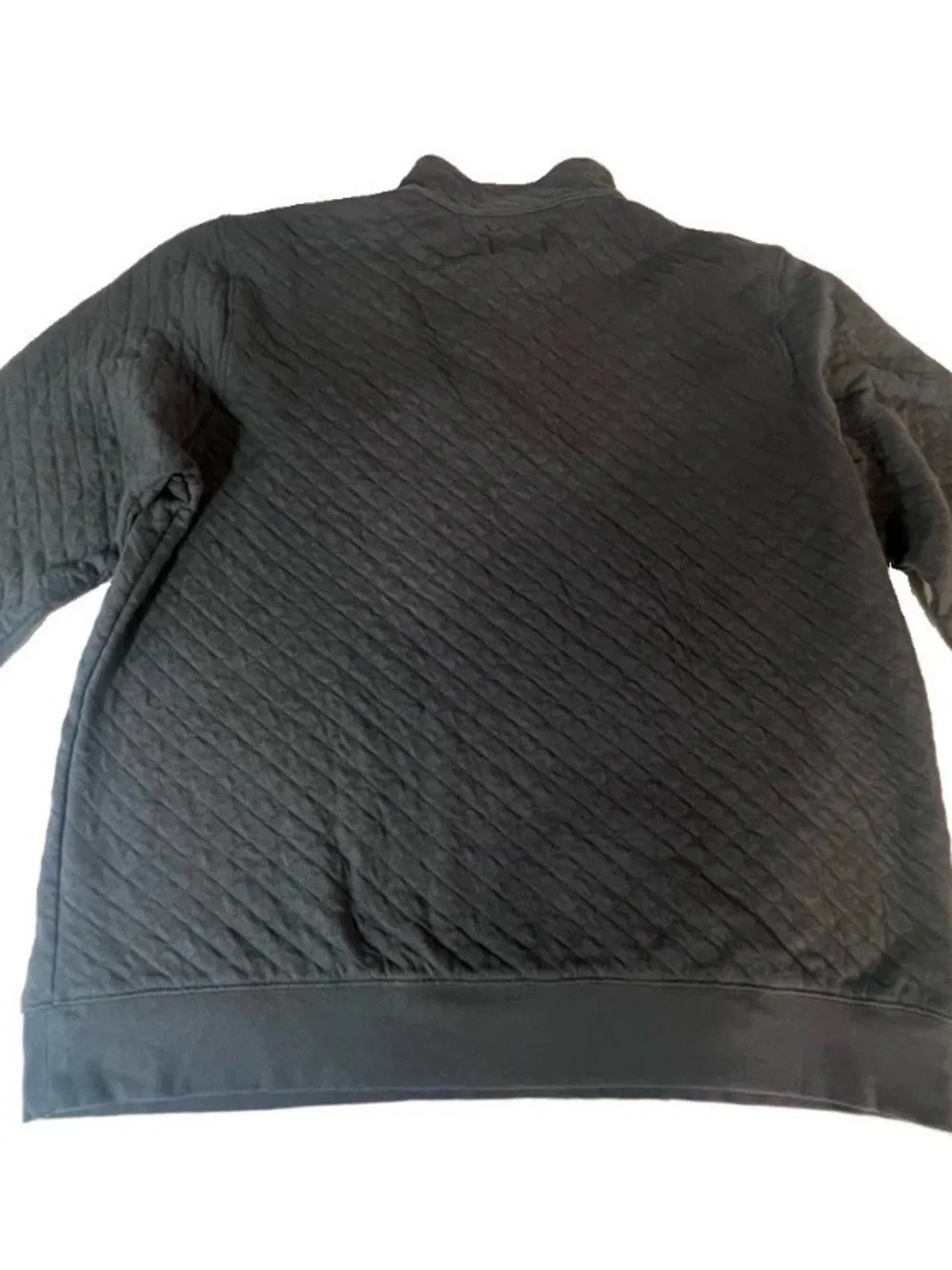 Goodfellow & Co Quilted Crewneck Pullover - Navy with Metal Snap Placket